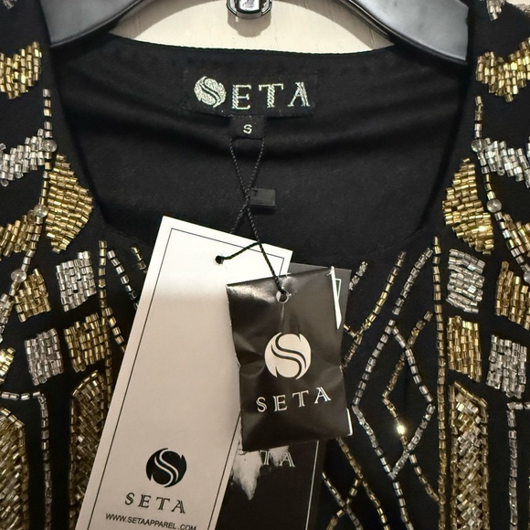 Seta Eclair Sequin Beaded Jacket Black/Gold/Silver Size S NWT - Picture 7 of 7